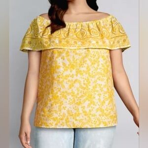NWT Lane Bryan Off The Shoulder Eyelet Floral Top Size 18/20.